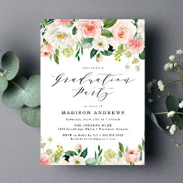 Invitación Elegante fiesta de graduación floral de Rubor