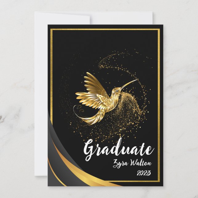 Invitación Elegante fiesta de graduación formal de oro (Anverso)