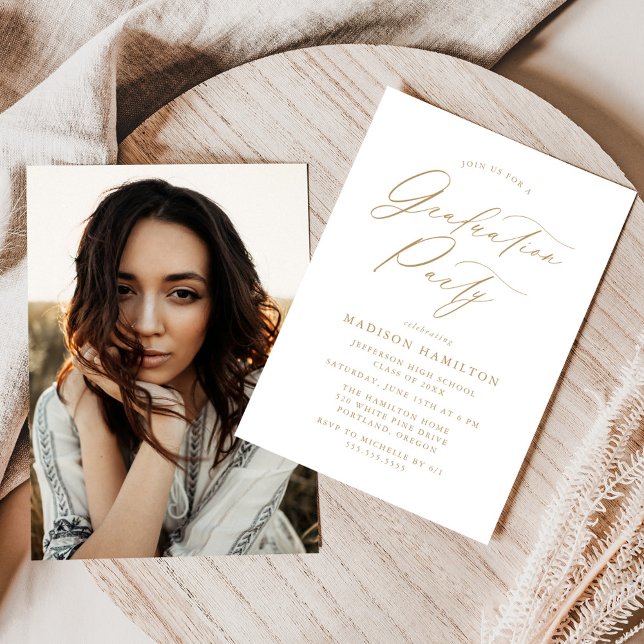 Invitación Elegante Fiesta de Graduación Fotográfica de Calig (Subido por el creador)