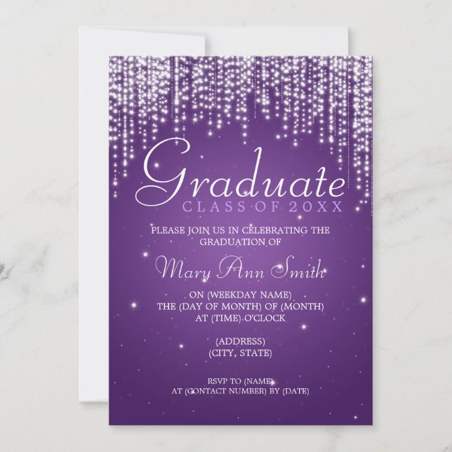 Invitación Elegante fiesta de graduación noche deslumbrante m (Anverso)