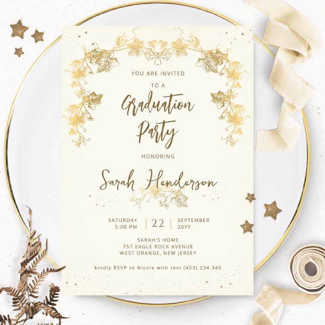 Invitación Elegante fiesta de graduación nocturna con estrell (Subido por el creador)