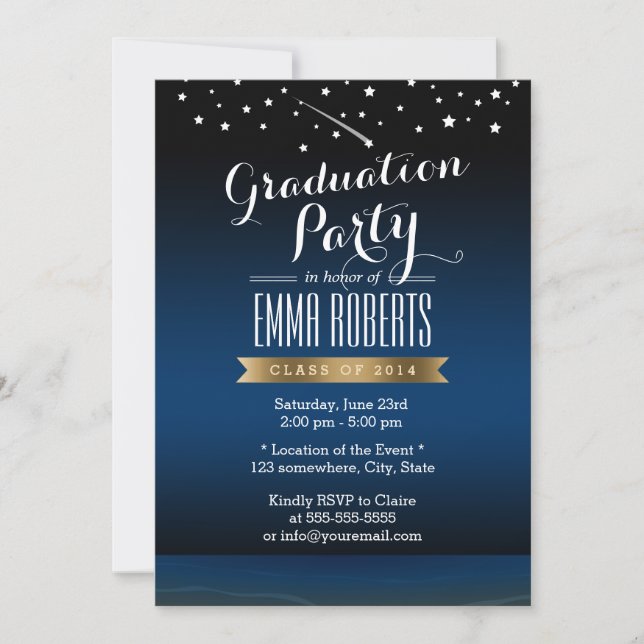 Invitación Elegante fiesta de graduación nocturna estelar con (Anverso)