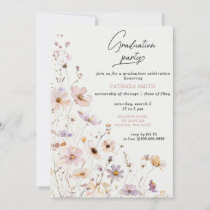Invitación Elegante fiesta de graduación Rubor Wildflowers