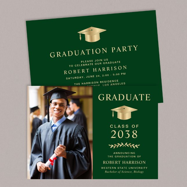 Invitación Elegante fiesta de graduación universitaria en ver (An elegant college graduation party invitation to celebrate the graduate's achievements)