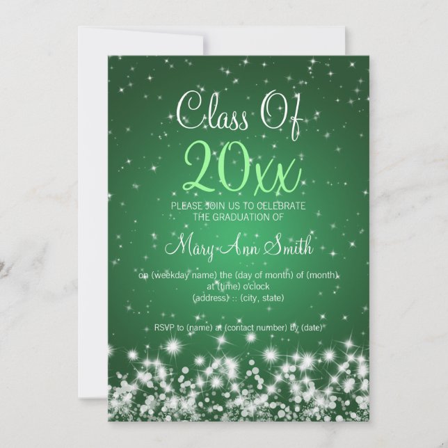 Invitación Elegante fiesta de graduación verde espumoso (Anverso)