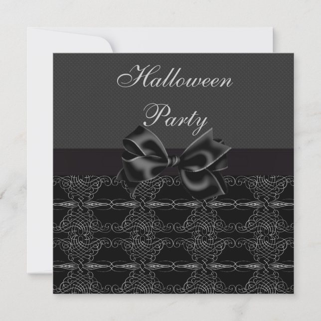 Invitación Elegante fiesta de Halloween con filigranas de pla (Anverso)