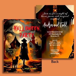 Invitación Elegante fiesta de Halloween con silueta de brujas