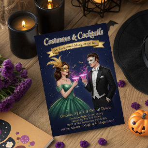 Invitación Elegante fiesta de halloween de baile de máscaras 