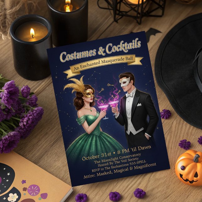 Invitación Elegante fiesta de halloween de baile de máscaras  (Subido por el creador)