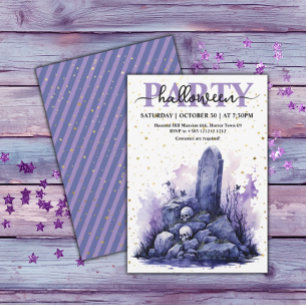 Invitación Elegante fiesta de Halloween de Gótico Pastel acua