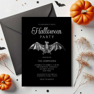 Invitación Elegante Fiesta de Halloween de Murciélago Gótico 
