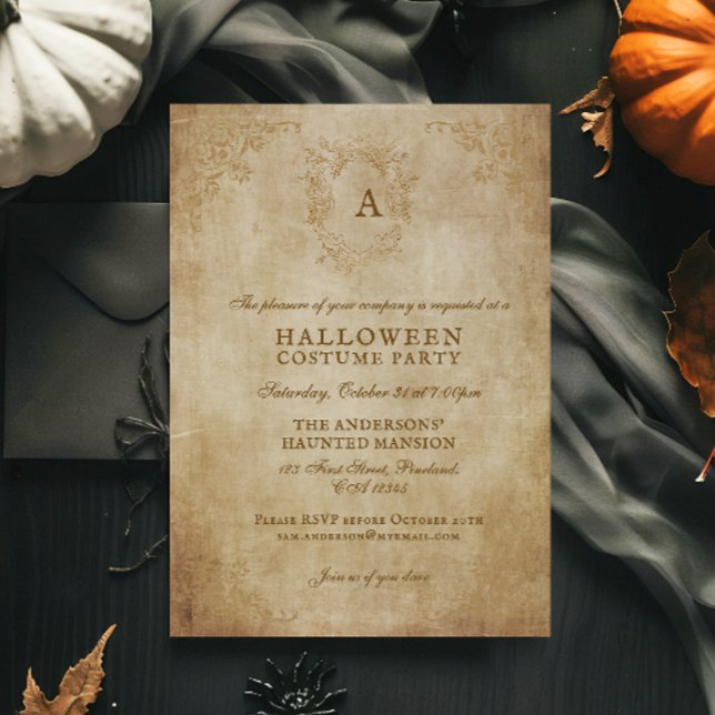 Invitación Elegante fiesta de Halloween de Papel Gótico Vinta (Subido por el creador)