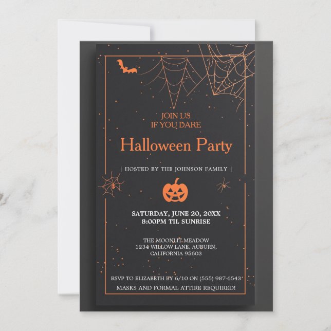 Invitación Elegante fiesta de Halloween espeluznante (Anverso)