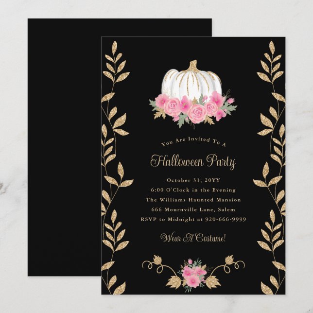Invitación Elegante fiesta de Halloween para adultos (Anverso / Reverso)