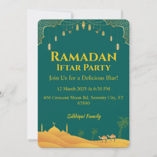 Invitación Elegante Fiesta de Iftar de Ramadán de Oro Verde