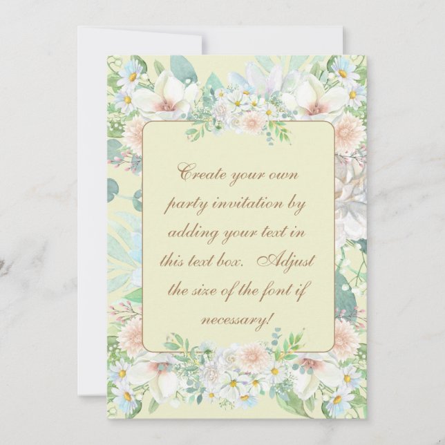 Invitación Elegante Fiesta de jardín floral Beige Pastel (Anverso)