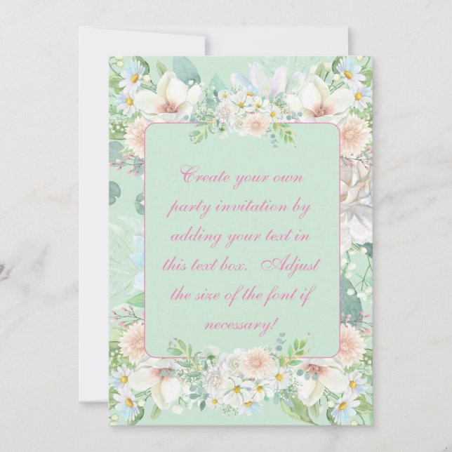 Invitación Elegante Fiesta de Jardín Floral Sage Green Pastel (Anverso)
