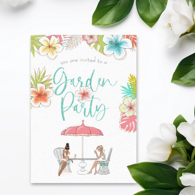 Invitación Elegante Fiesta de Jardín Floral Tropical (Subido por el creador)