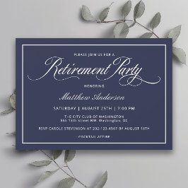 Invitación Elegante Fiesta de Jubilación Azul de la Marina