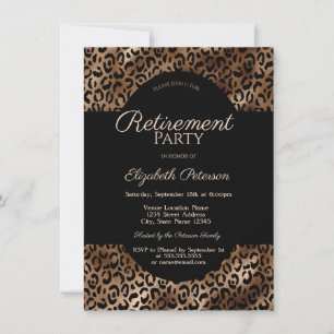 Invitación Elegante Fiesta de Jubilación con Estampado de Leo