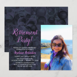 Invitación Elegante Fiesta de Jubilación con Foto en Rosa y N