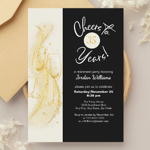 Invitación Elegante Fiesta de Jubilación con Gris de Oro