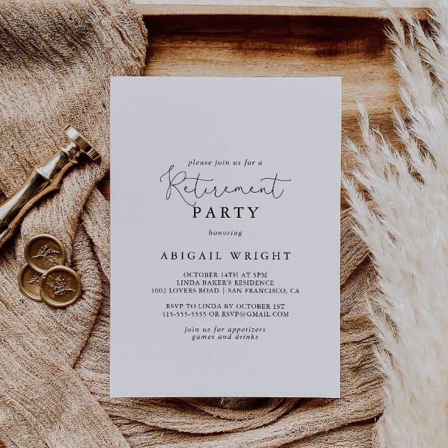 Invitación Elegante Fiesta de Jubilación de Caligrafía Simple (Subido por el creador)