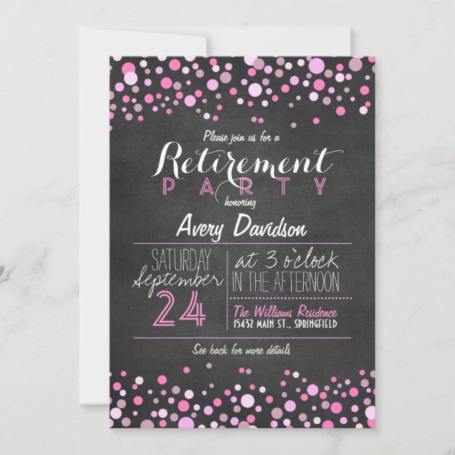 Invitación Elegante Fiesta de Jubilación de Cartón Retro Rosa (Anverso)