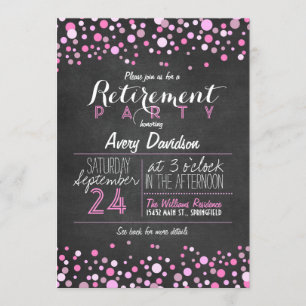 Invitación Elegante Fiesta de Jubilación de Cartón Retro Rosa