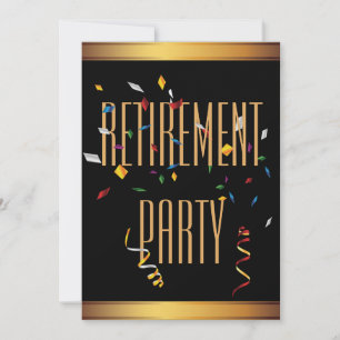 Invitación Elegante Fiesta de Jubilación de Confetti Negro y