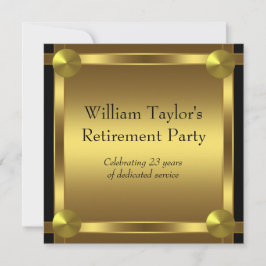 Invitación Elegante fiesta de jubilación de hombre en negro y