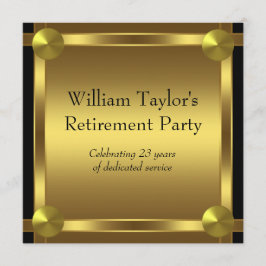 Invitación Elegante fiesta de jubilación de hombre en negro y