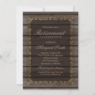 Invitación Elegante Fiesta de Jubilación de Madera Rusa