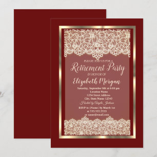 Invitación Elegante Fiesta de Jubilación de Marco Dorado Lace