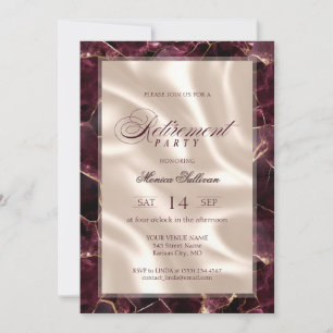 Invitación Elegante fiesta de jubilación de mármol rubí