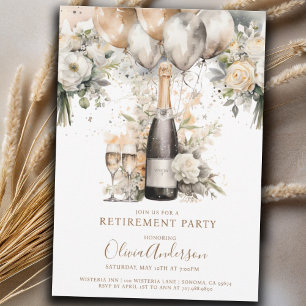 Invitación Elegante Fiesta de Jubilación de Moda   Globos de 