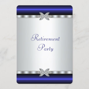 Invitación Elegante fiesta de jubilación de mujer azul real