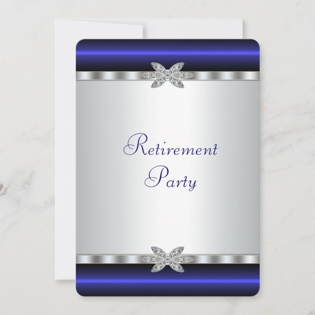 Invitación Elegante Fiesta de Jubilación de Mujeres Azules Re (Anverso)