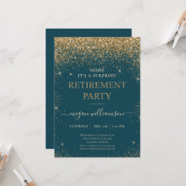 Invitación Elegante Fiesta de Jubilación de Purpurina de Oro 