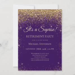 Invitación Elegante Fiesta de Jubilación de Sorpresa de Oro P
