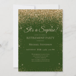 Invitación Elegante Fiesta de Jubilación de Sorpresa Verde Or