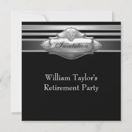 Invitación Elegante fiesta de jubilación del hombre gris y ne