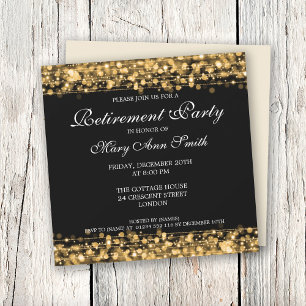 Invitación Elegante Fiesta de Jubilación Dorada Sparkles