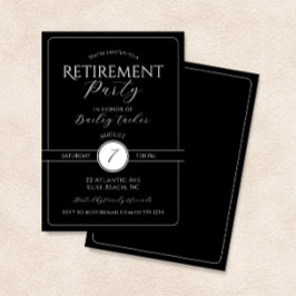Invitación Elegante Fiesta de Jubilación en Blanco y Negro