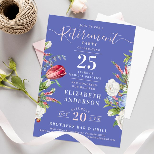 Invitación Elegante Fiesta de Jubilación Floral Boho Lavender (Subido por el creador)