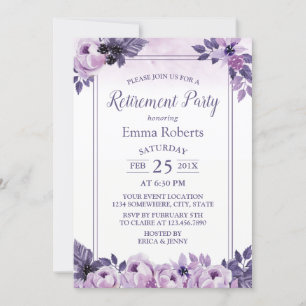 Invitación Elegante Fiesta de Jubilación Floral Mauve de colo