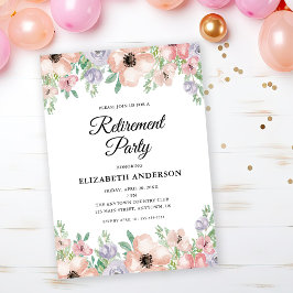 Invitación Elegante Fiesta de Jubilación Floral Pastel