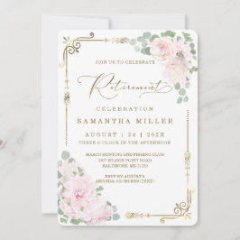 Invitación Elegante Fiesta de Jubilación Floral Rosa