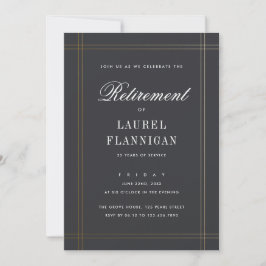 Invitación Elegante Fiesta de Jubilación Formal Negro y Oro