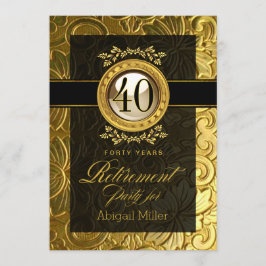 Invitación Elegante Fiesta de Jubilación Grabado en relieve d